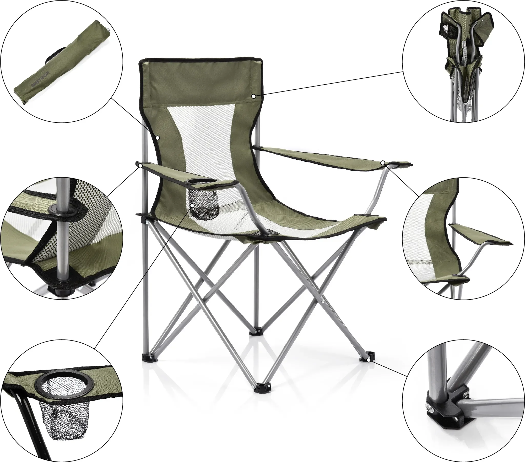 Meteor Tripper Campingstuhl – Klappstuhl für Camping & Outdoor (Grün)